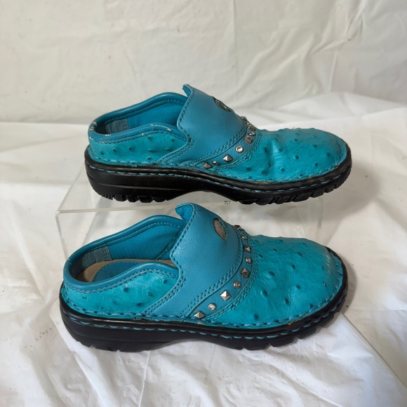 Double H Boots  kids Turquoise Leather Size 11 D Slide-On Clogs Shoes - Picture 11 of 11
